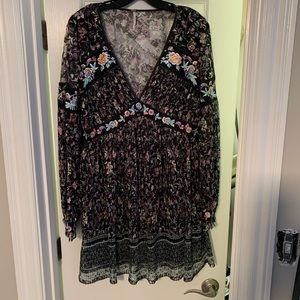Free people black floral lace dress